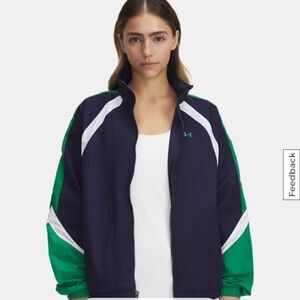 Under Armour UA Icon Crinkle Blue and Green Athletic Track Jacket Size Medium